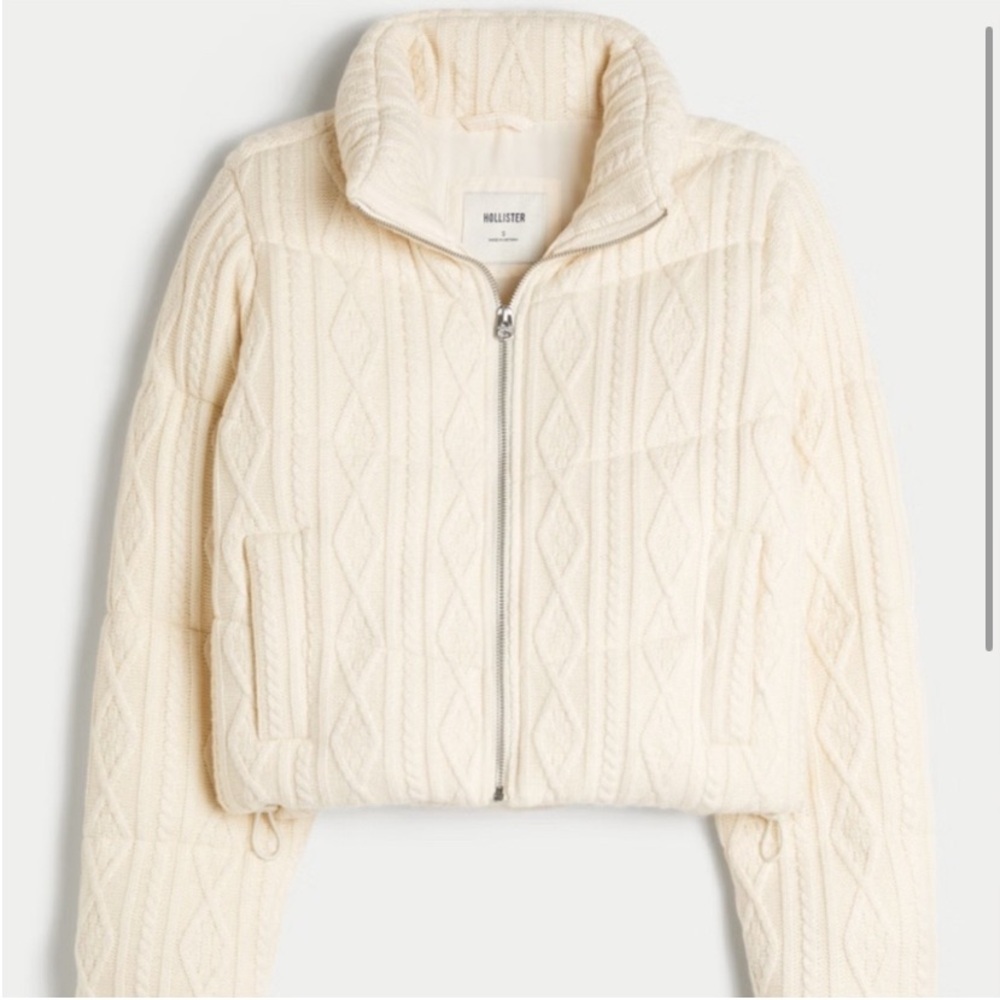 Hollister Puffer Jacket Cable Knit
